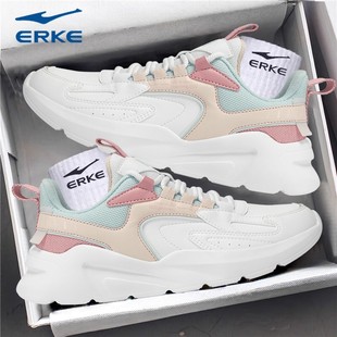 运动鞋 鸿星尔克女鞋 秋冬女士休闲跑步鞋 2025新款 子 加绒皮面老爹鞋