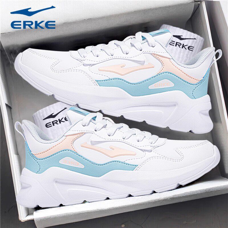 鸿星尔克女鞋加绒皮面老爹鞋2026新款冬季女士休闲跑步鞋运动鞋子