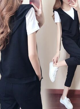 胖mm2025夏装新款加肥大码时尚运动宽松显瘦休闲三件套装200斤女