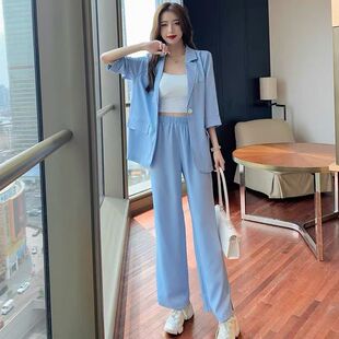 职业装 西装 长袖 2025新款 洋气气质显瘦休闲西服春秋两件套 套装