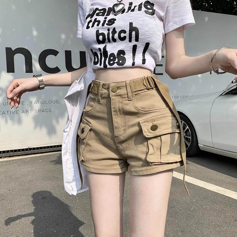 牛仔工装裤短裤女弹性百搭2025年新款夏季高腰提臀辣妹热裤潮大码