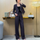 飞姐定制2026韩版 高级感OL两件套 套装 假两件短外套系带直筒裤 时尚
