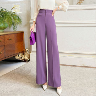 韩版 简约休闲裤 通勤高腰直筒裤 垂感拖地裤 阔腿裤 飞姐定制2026春装