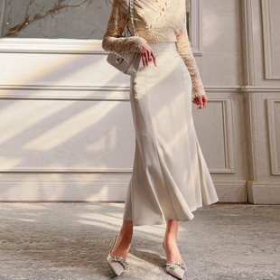 飞姐定制2026春装 气质高腰开叉包臀鱼摆裙半身裙通勤OL一步裙 韩版