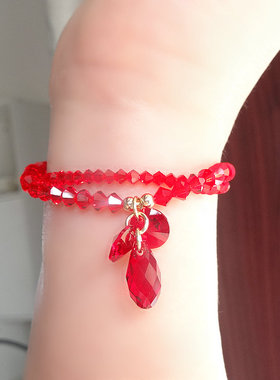 小心愿 双层手链女叠戴奥地利施家水晶手串好运转运吉祥礼物ins风