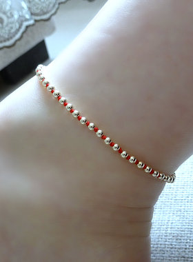 韩国14K包金脚链女防过敏不掉色学生时尚红绳脚链本命年手链情人