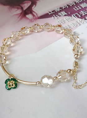 杏花烟雨2021新款施家奥地利水晶手链小花吊坠韩式个性潮气质手串