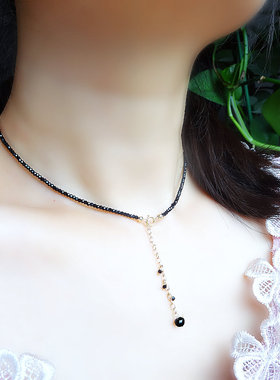 黑色水晶项链超闪送女友生日礼物