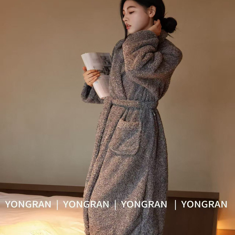 雍然新款高级日系女睡袍冬加厚女性感纯欲睡衣小清风珊瑚绒家居服