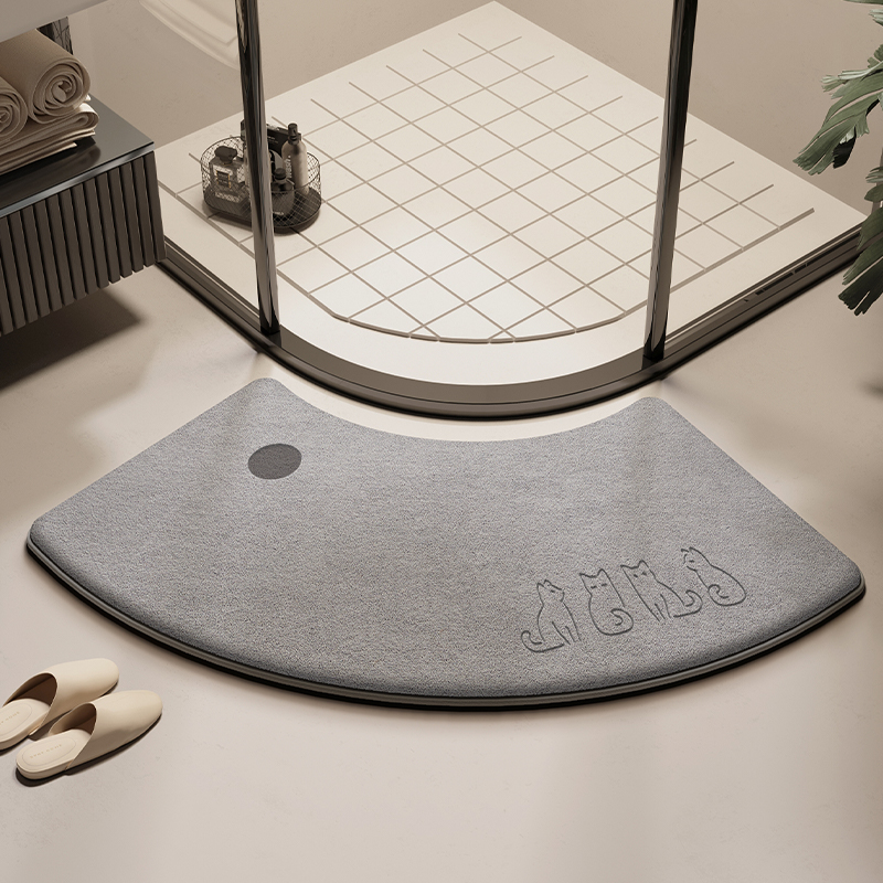弧形浴室地垫简约卫生间厕所扇形防滑脚垫淋浴房门口吸水耐脏地毯