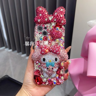 苹果17promax水钻手机壳16pro美乐蒂15立体蝴蝶结水晶钻14三丽鸥