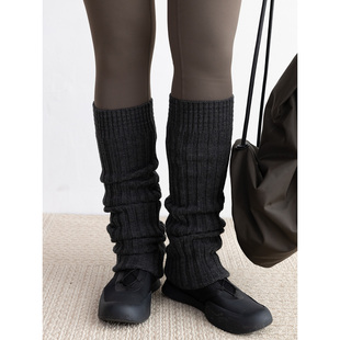 JENUNIUQE瑜伽裤legging伴侣过膝长筒保暖护腿堆堆毛线针织袜套女