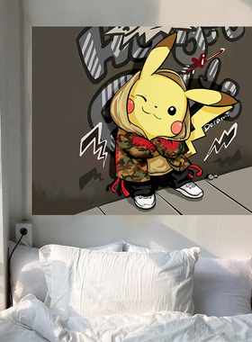 皮卡丘自粘墙面壁画贴墙