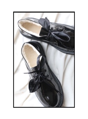 ANN and SAM 亮晶晶 chic 暗黑少女纯色蝴蝶鞋几2024春夏新品女