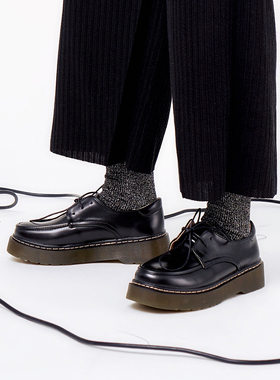 ANNandSAM黑色英伦中性增高帅气朋克小皮鞋2025新品马丁皮鞋春夏