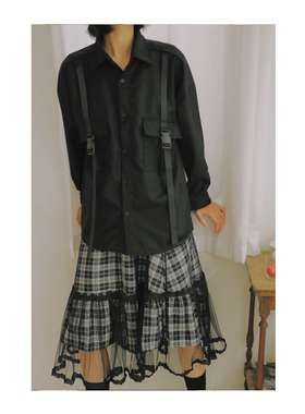 ANN and SAM  机车cool 酷炫翻领长袖衬衫 2024新品秋冬女