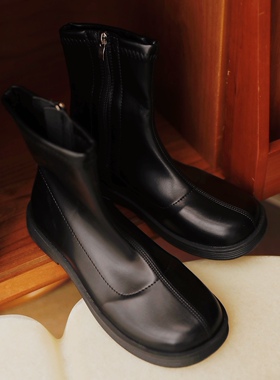 ANNandSAM2025新款平底瘦靴马丁靴休闲百搭单靴英伦风新品靴子