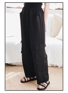 ANN and SAM春夏季暗黑高腰宽松酷女孩工装机能阔腿长裤