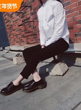 ANN and SAM 青春简单款黑色小皮鞋 加绒更保暖2024春夏新品女