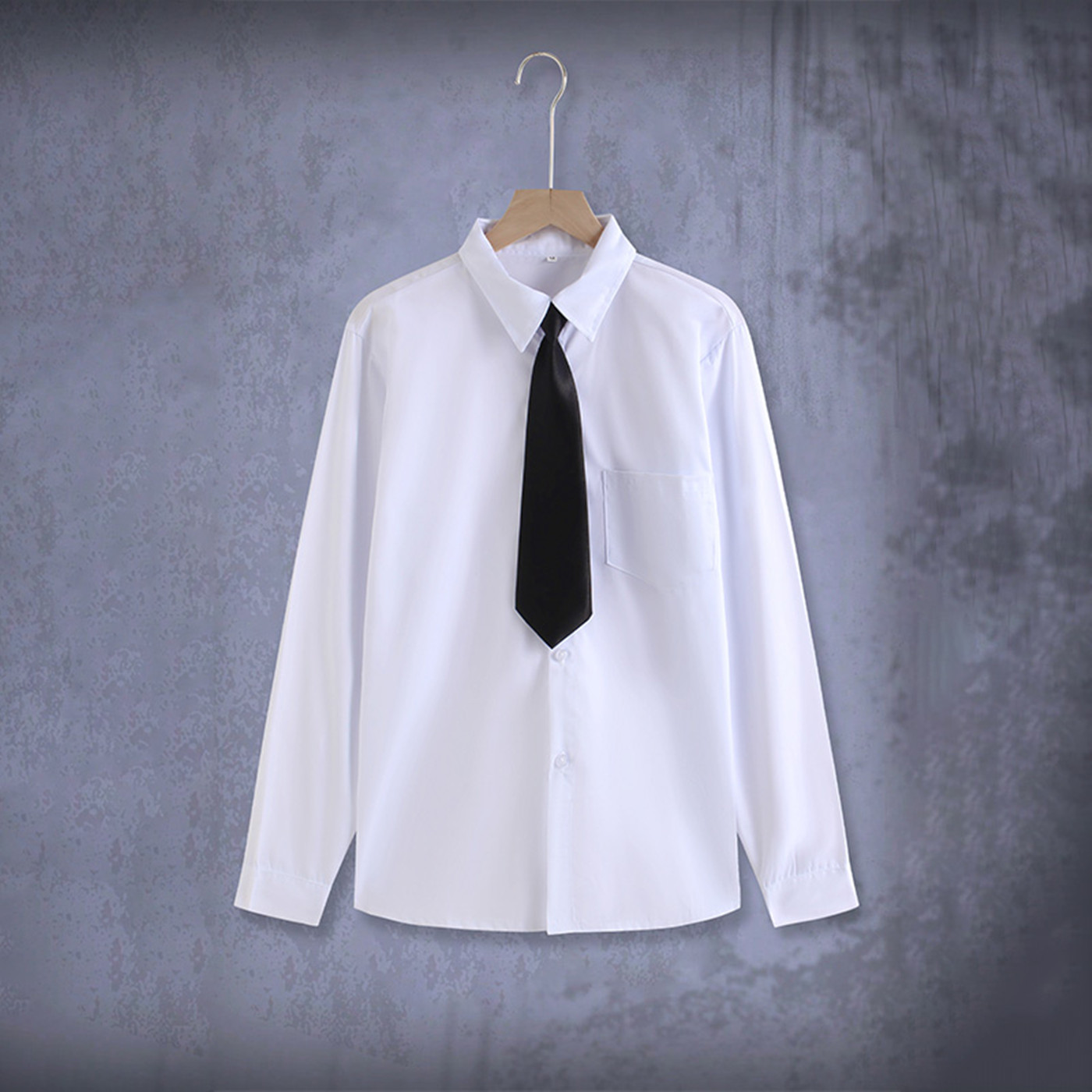 白色衬衣男生dk制服短袖西裤领带