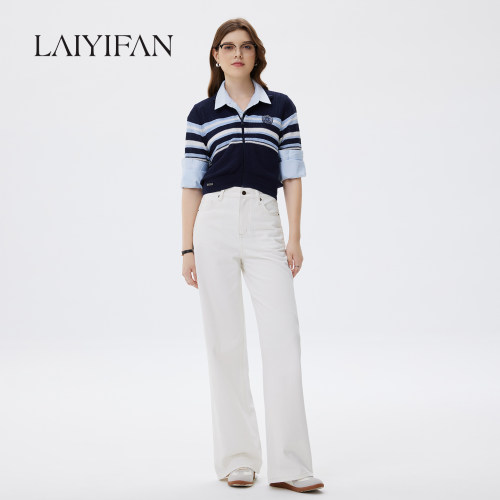 LAIYIFAN「用料扎实」白色牛仔裤