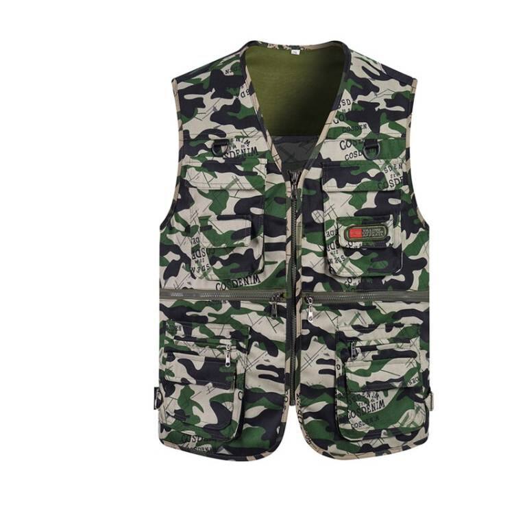 MIDDLE-AGED MENS VEST SPRING SUMMER THIN MESH MULTI-POCKET VEST CASUAL PHOTOGRAPHY FISHING RED HORSE CLIP DADDY KAN SHOULDER