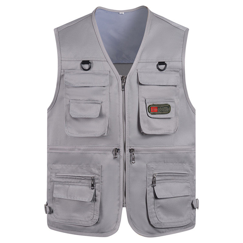 MIDDLE-AGED MENS VEST SPRING SUMMER THIN MESH MULTI-POCKET VEST CASUAL PHOTOGRAPHY FISHING RED HORSE CLIP DADDY KAN SHOULDER