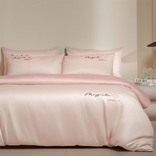 新款 长绒棉纯棉绣花四件套简约床品套件轻奢刺绣高档