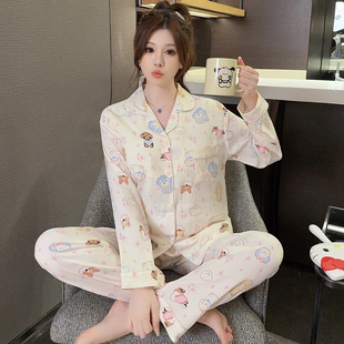 带胸垫睡衣女款 洋气超火棉绸可外穿家居服 2025新款 夏春秋纯棉时尚