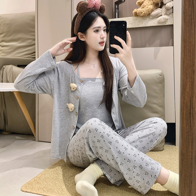 强力推荐！带胸垫睡衣女三件套