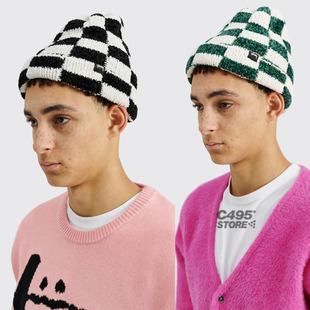 C495现货 Stussy棋盘格毛线帽 STÜSSY CROCHET