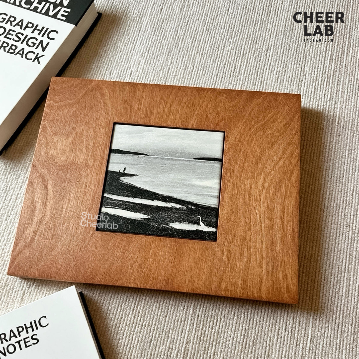 CHEERLAB原创小众艺术装饰画空山海境中古木板画瓷板画玄关挂画