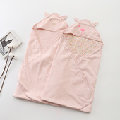 抱毯 85cm女宝春秋双层纯棉包被新生儿襁褓巾婴儿毯子裹巾四季