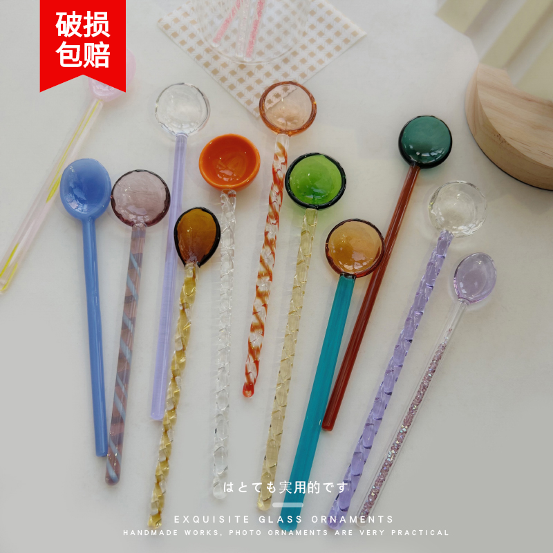 蒋小姐彩色透明耐高温玻璃螺旋小勺子女可爱长柄咖啡搅拌勺汤匙子,餐饮具,咖啡勺,淘宝优惠券,粉丝福利购,淘宝优惠卷