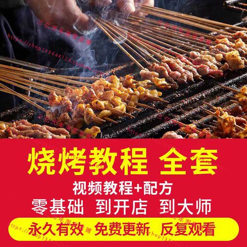 烧烤制作视频教程教程羊肉串烤串技术配方特色腌制处理烤制素材