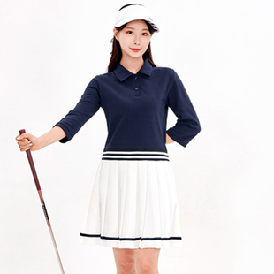 韩国直邮 女性高尔夫球7分袖长褶连衣裙 GOLF休闲女装 秋季FJ035