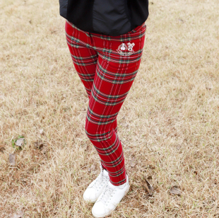 女裤 秋冬FC956 GOLF运动时尚 韩国直邮CHES格子女士高尔夫加绒长裤