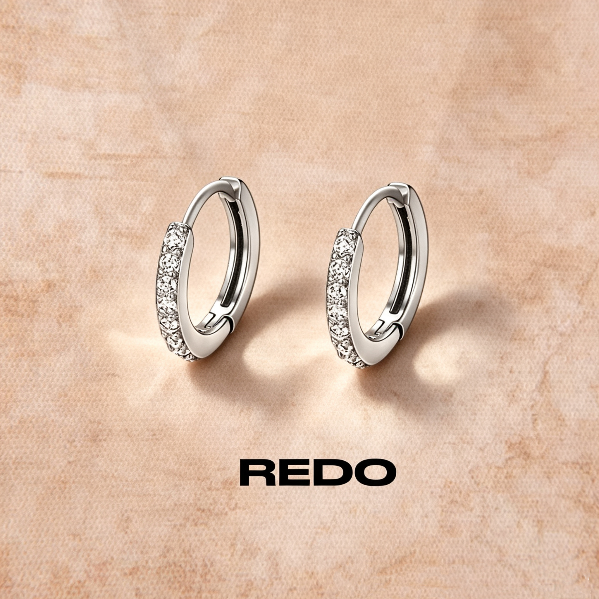 REDO S999足银镶钻耳扣小巧耳骨扣养耳洞耳环欧美风耳圈简约耳环