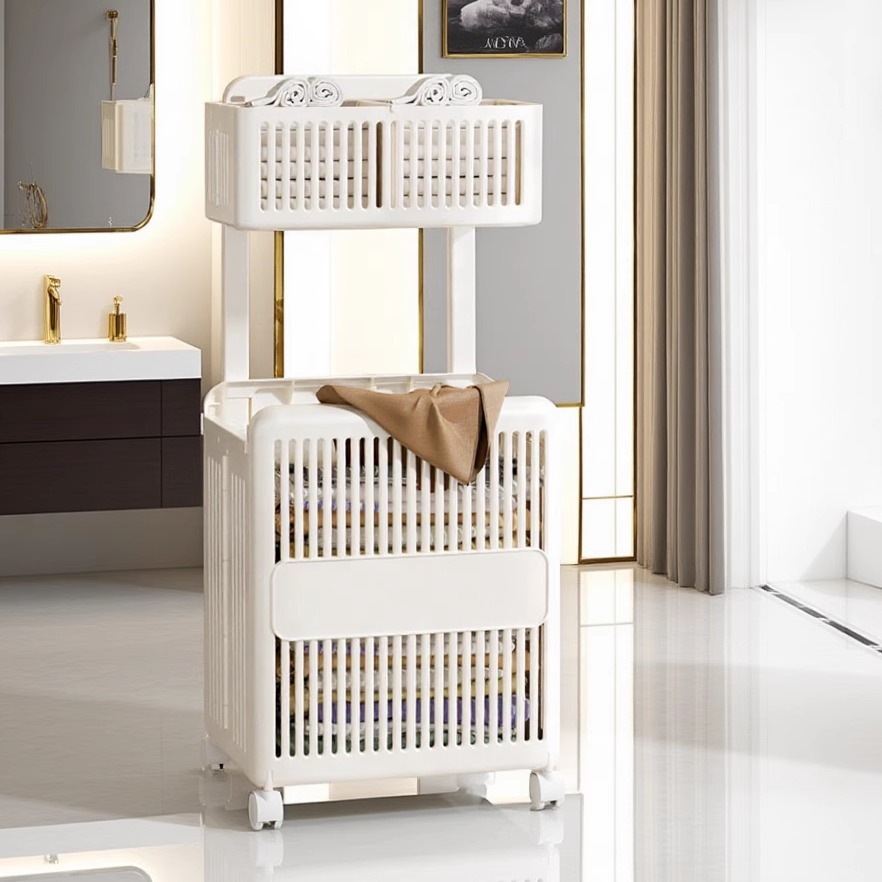 浴室革命！超绝浴室脏衣篮小推车