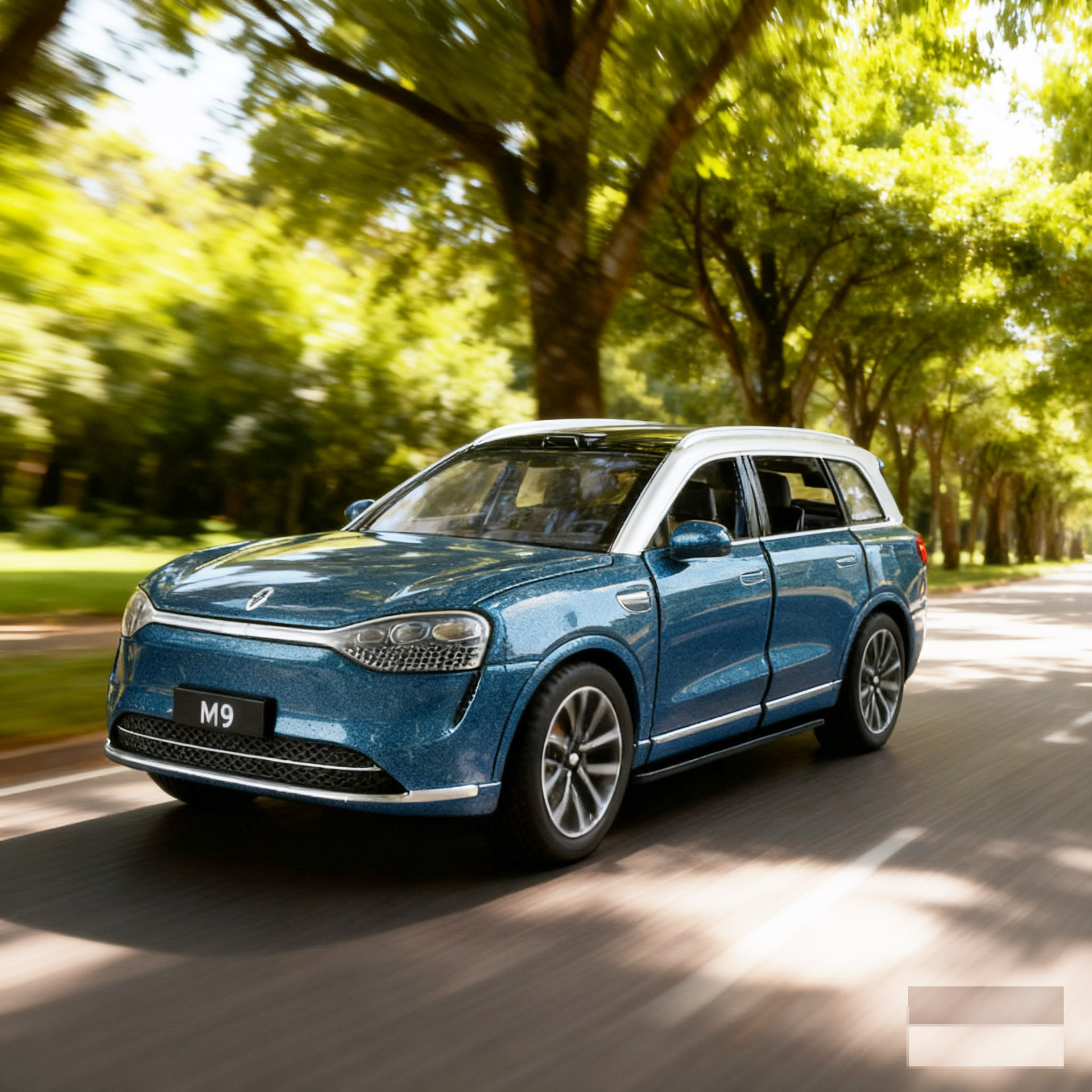 利佳信1/32问界M9合金汽车模型回力声光玩具越野车仿真车开门盒装