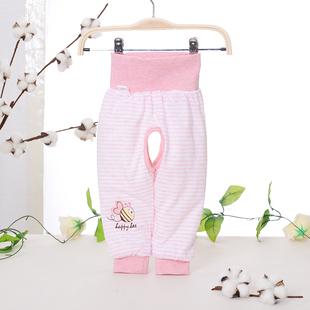 偶园CSB253宝宝纯棉护肚裤新生儿夹棉保暖高腰裤婴儿打底长裤纯棉