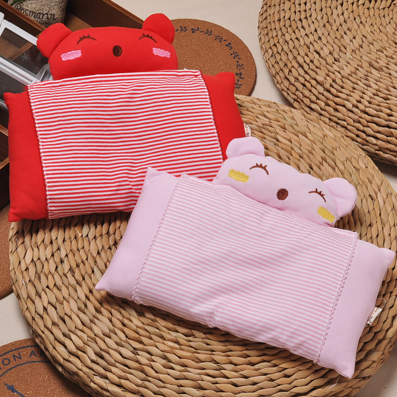 偶园Y161婴儿纯棉定型枕卡通四季小熊秕谷宝宝枕头新生儿防偏头