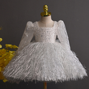 女童赫本风小众礼服复古高端儿童礼服轻奢高端长袖华丽公主演出服