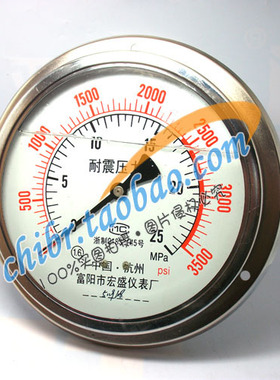 YN-150ZT面板耐震压力表 轴向带边 40MPA液压表 宏盛仪表