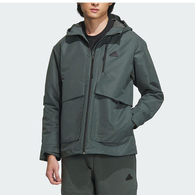 正品Adidas/阿迪达斯新款男士加绒保暖梭织连帽外套IT3952