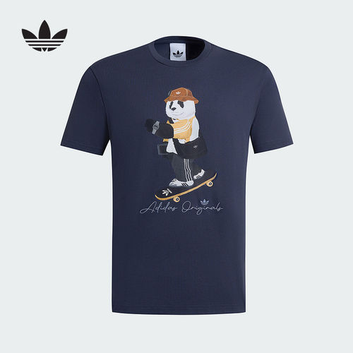 官方正品Adidas/阿迪达斯三叶草男女印花图案时尚日常短袖IB7069