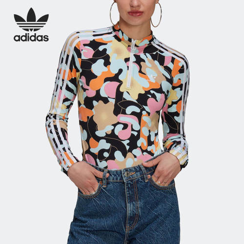 Adidas/阿迪达斯正品三叶草LS BODY女子透气运动长袖连身衣HT3774