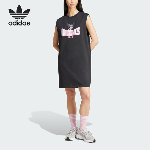 Adidas/阿迪达斯官方正品刺绣三叶草女运动宽松背心连衣裙JG8054