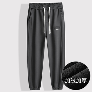 宝盾狼冬季胖子大码束脚裤子加绒加厚休闲卫裤加肥加大运动长裤男