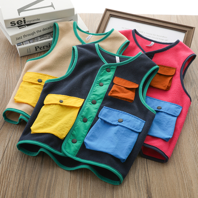 儿童摇粒绒马甲男童山系春秋外套